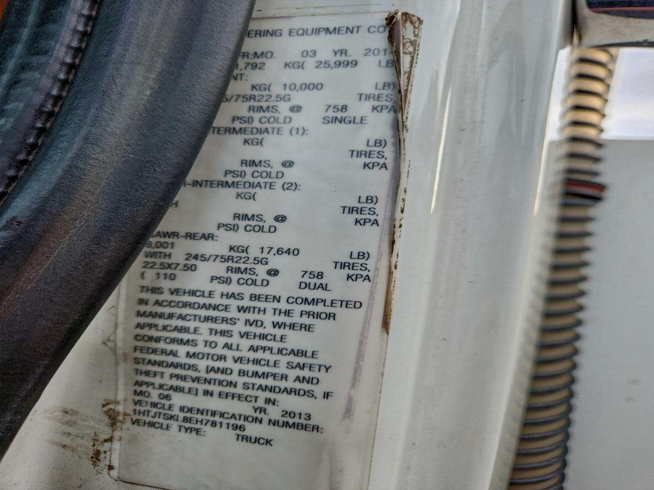 2014 International 4300 Utility / Service Truck VIN: 1HTJTSKL8EH781196 Lot: 96012205