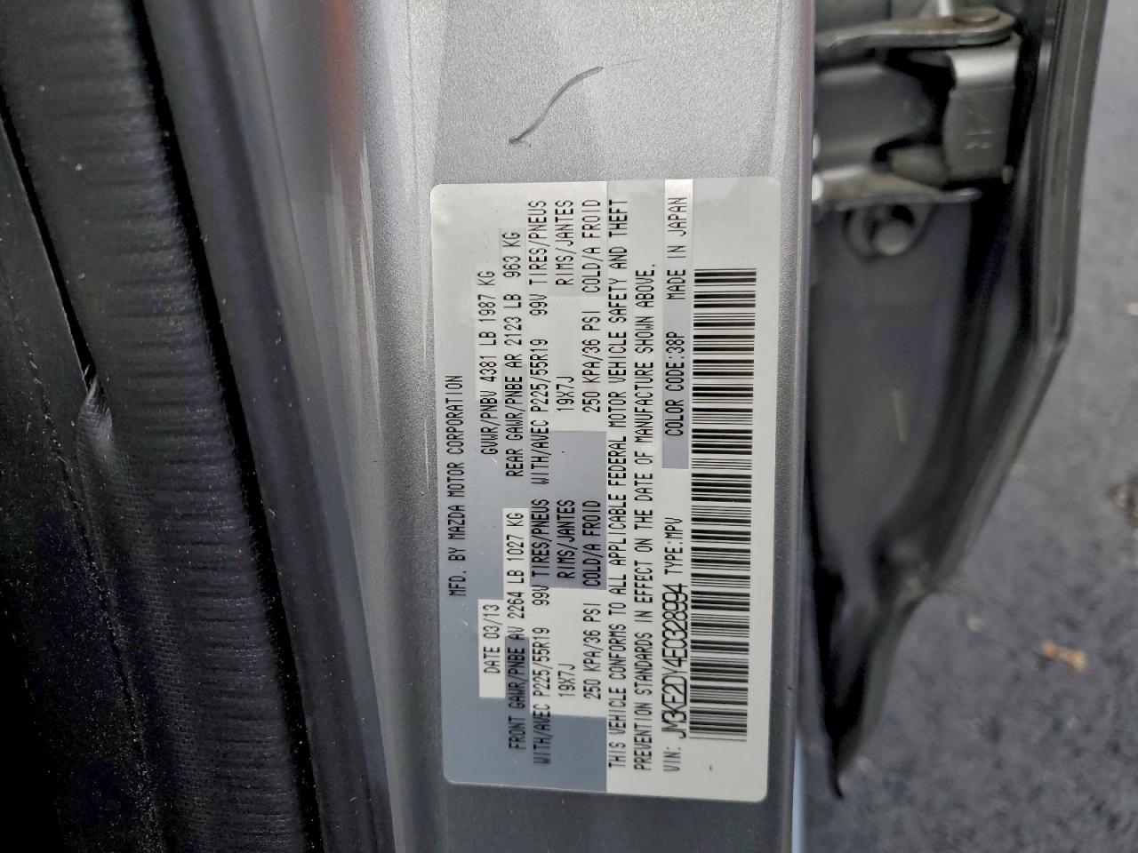 2014 Mazda Cx-5 Gt VIN: JM3KE2DY4E0328994 Lot: 95111825