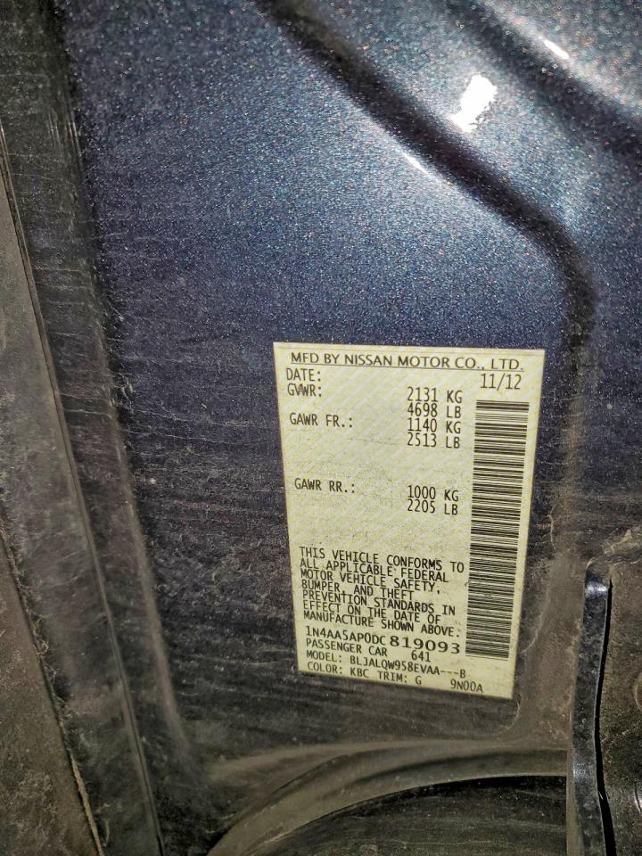 2013 Nissan Maxima S VIN: 1N4AA5AP0DC819093 Lot: 96232995