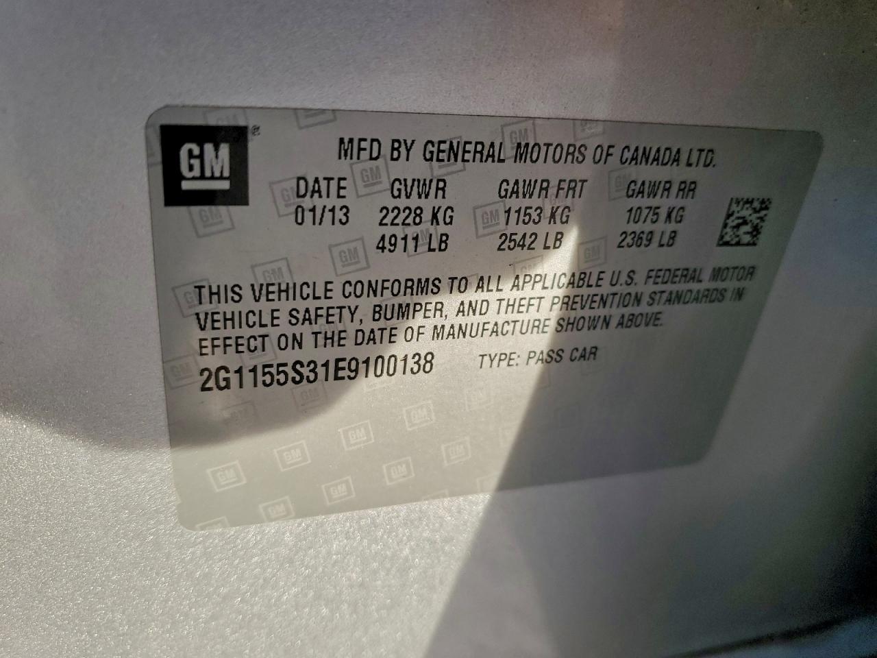 2014 Chevrolet Impala Ltz VIN: 2G1155S31E9100138 Lot: 96755685