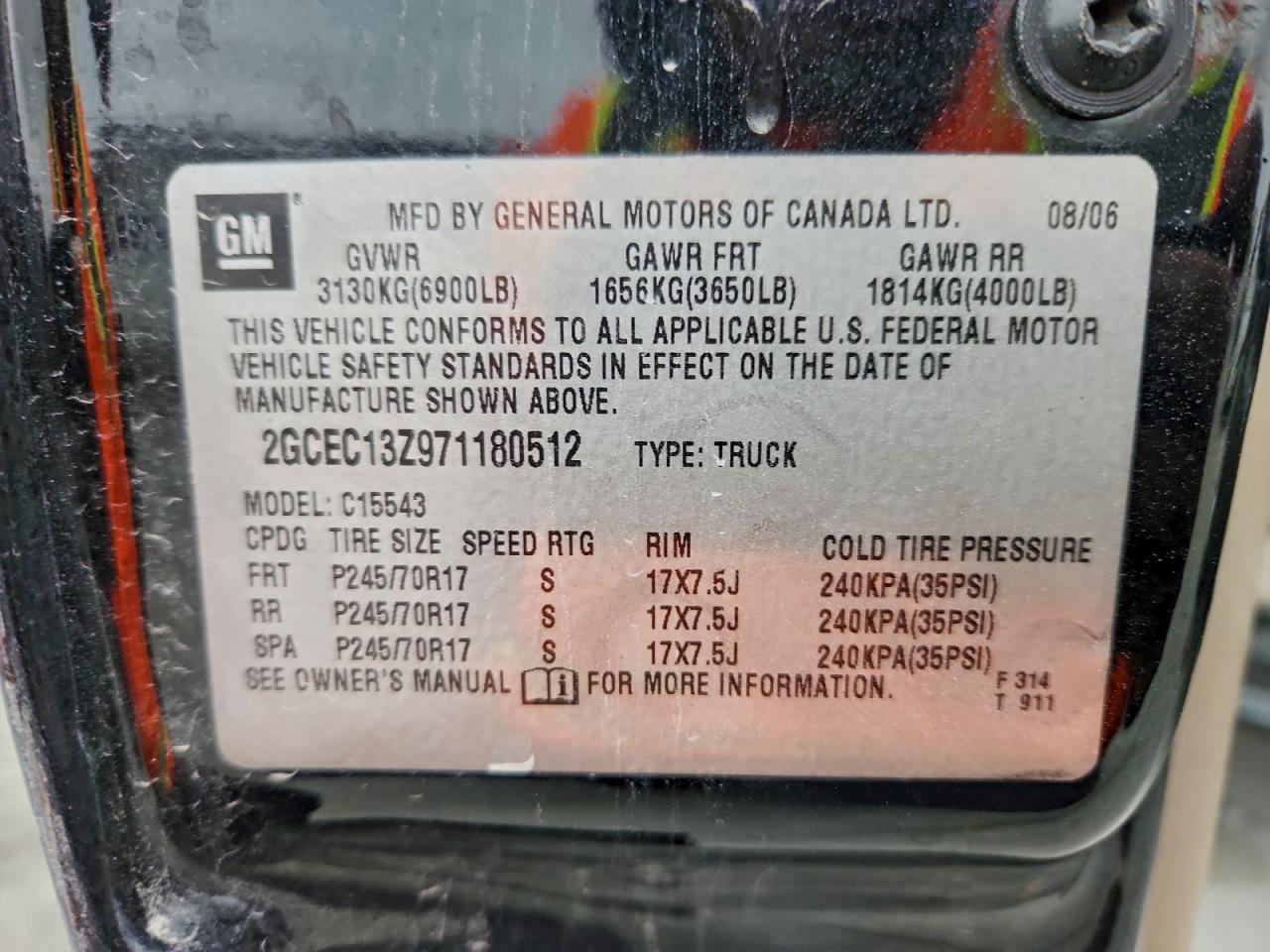 2007 Chevrolet Silverado C1500 Classic Crew Cab VIN: 2GCEC13Z971180512 Lot: 94762955