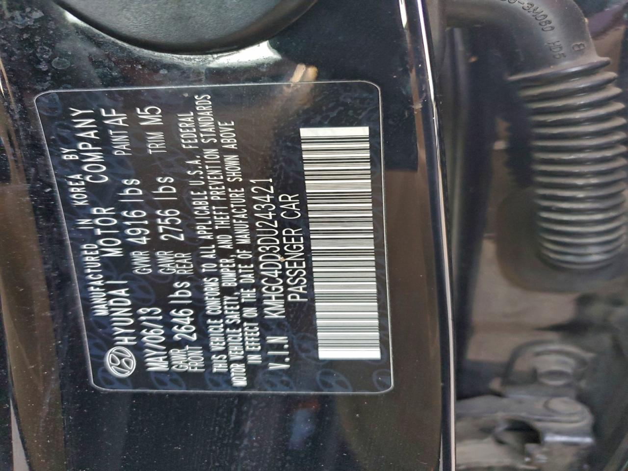 2013 Hyundai Genesis 3.8L VIN: KMHGC4DD3DU243421 Lot: 94812965