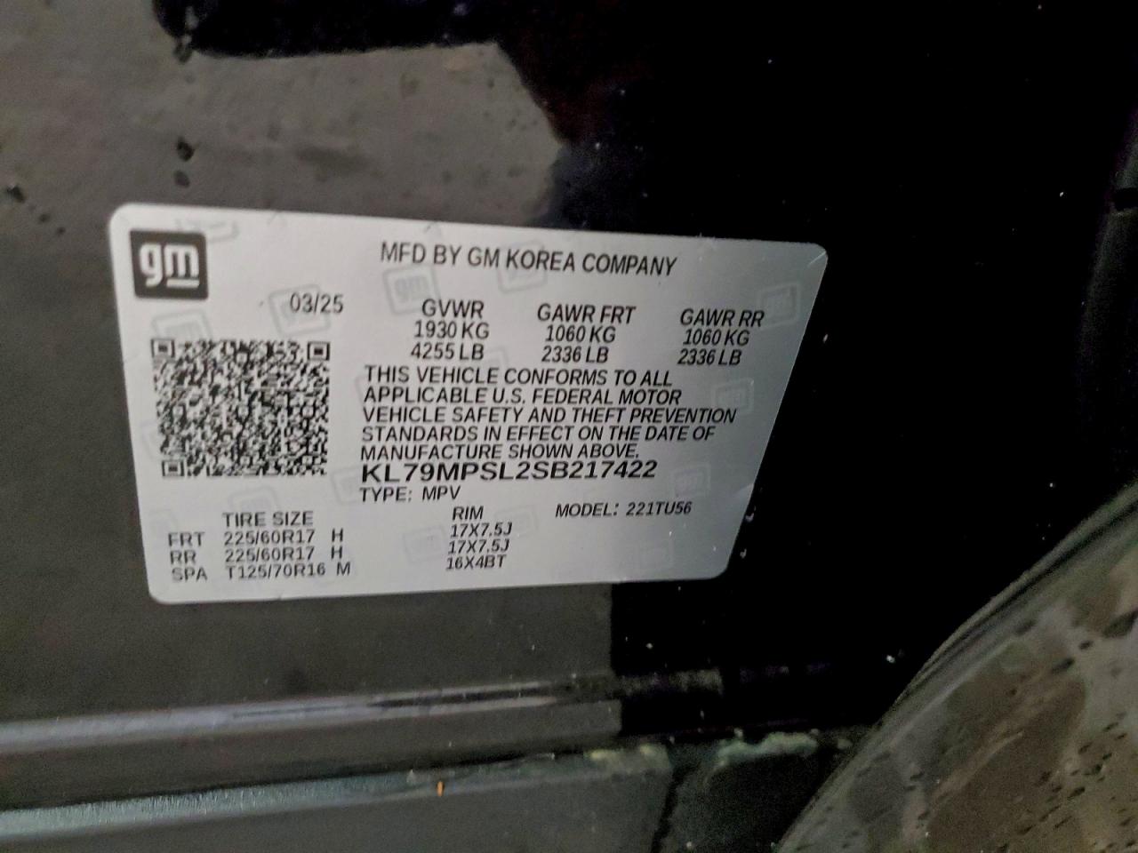 2025 Chevrolet Trailblazer Lt VIN: KL79MPSL2SB217422 Lot: 95609035