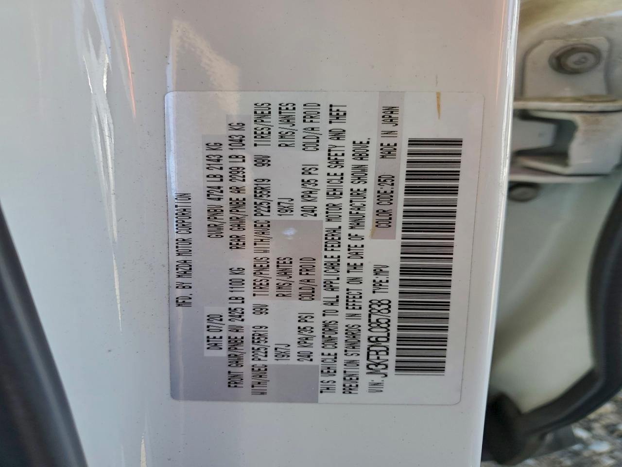 2020 Mazda Cx-5 Grand Touring VIN: JM3KFBDM6L0857838 Lot: 96536795