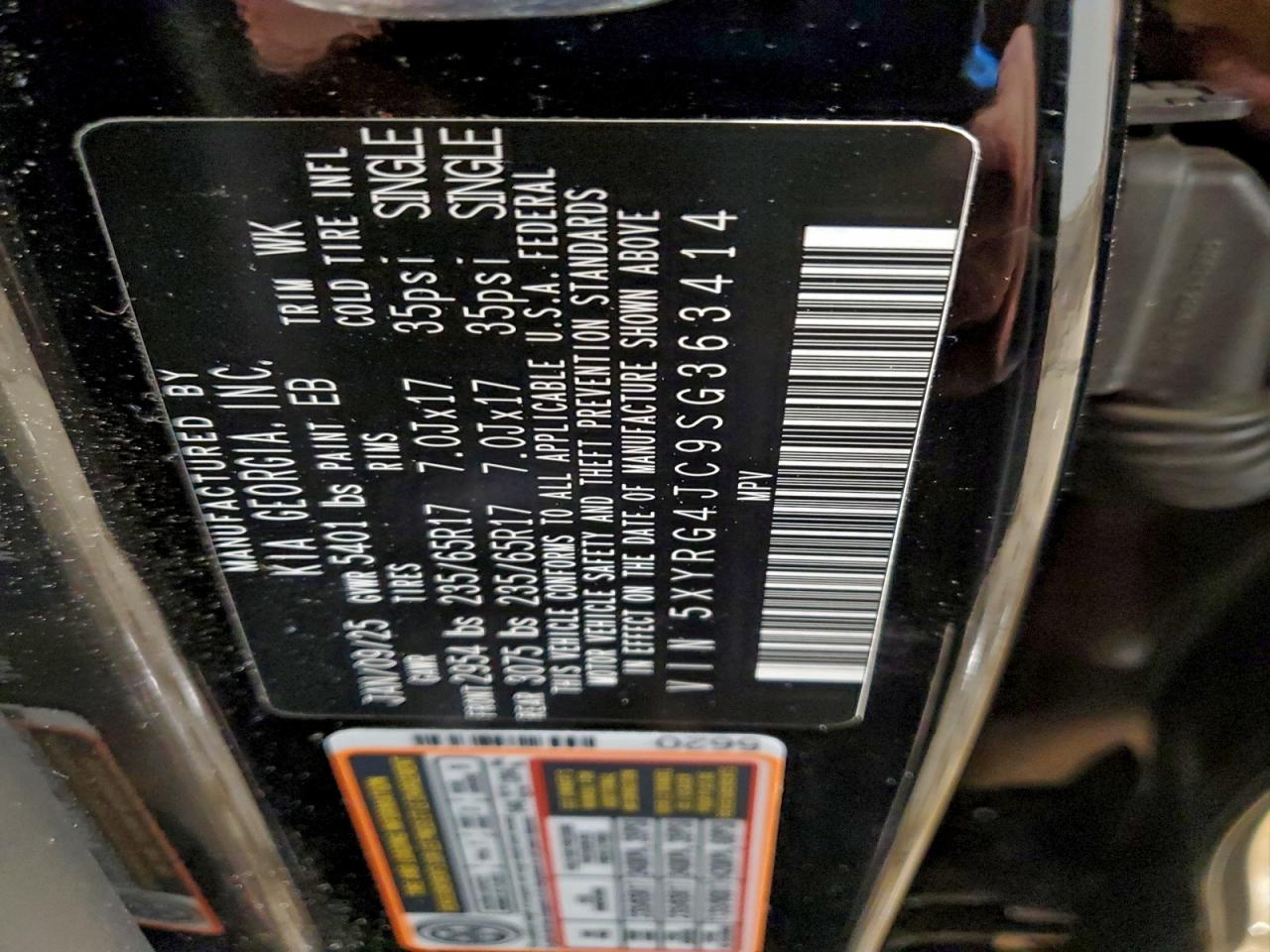 2025 Kia Sorento Lx VIN: 5XYRG4JC9SG363414 Lot: 95637325