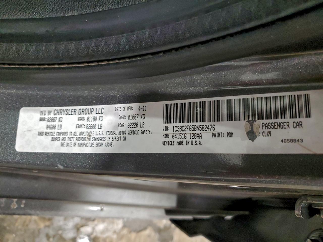 2011 Chrysler 200 Limited VIN: 1C3BC2FG5BN582476 Lot: 93459915