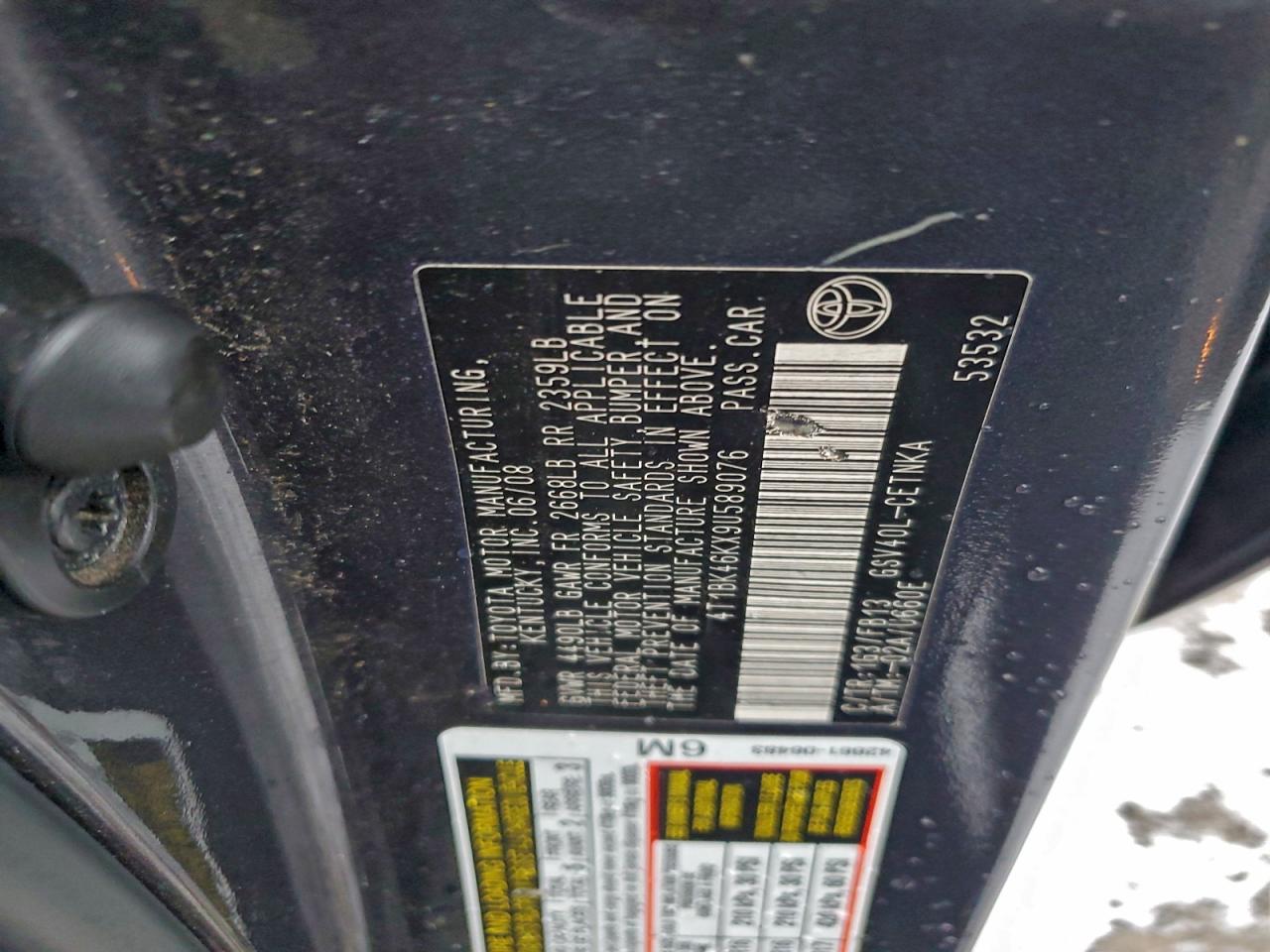 2009 Toyota Camry Se VIN: 4T1BK46KX9U589076 Lot: 96087515