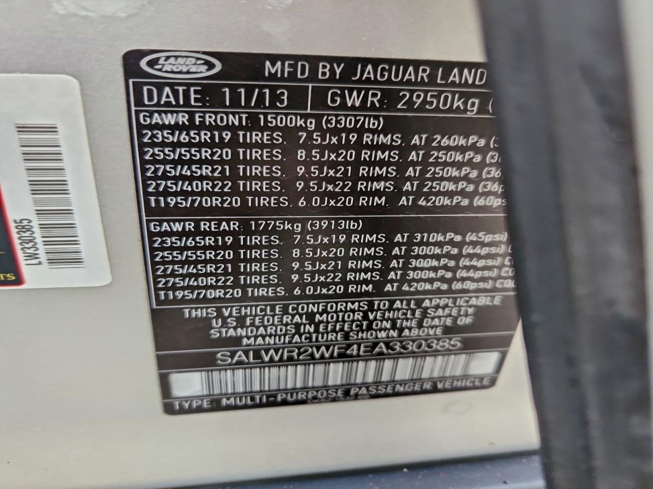 2014 Land Rover Range Rover Sport Hse VIN: SALWR2WF4EA330385 Lot: 95283365