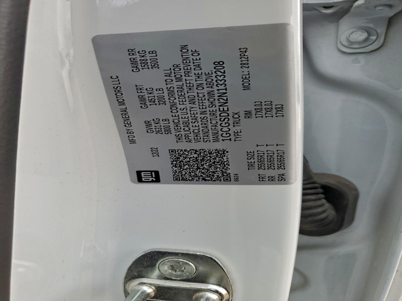 2022 Chevrolet Colorado Z71 VIN: 1GCGSDEN2N1333208 Lot: 94905795