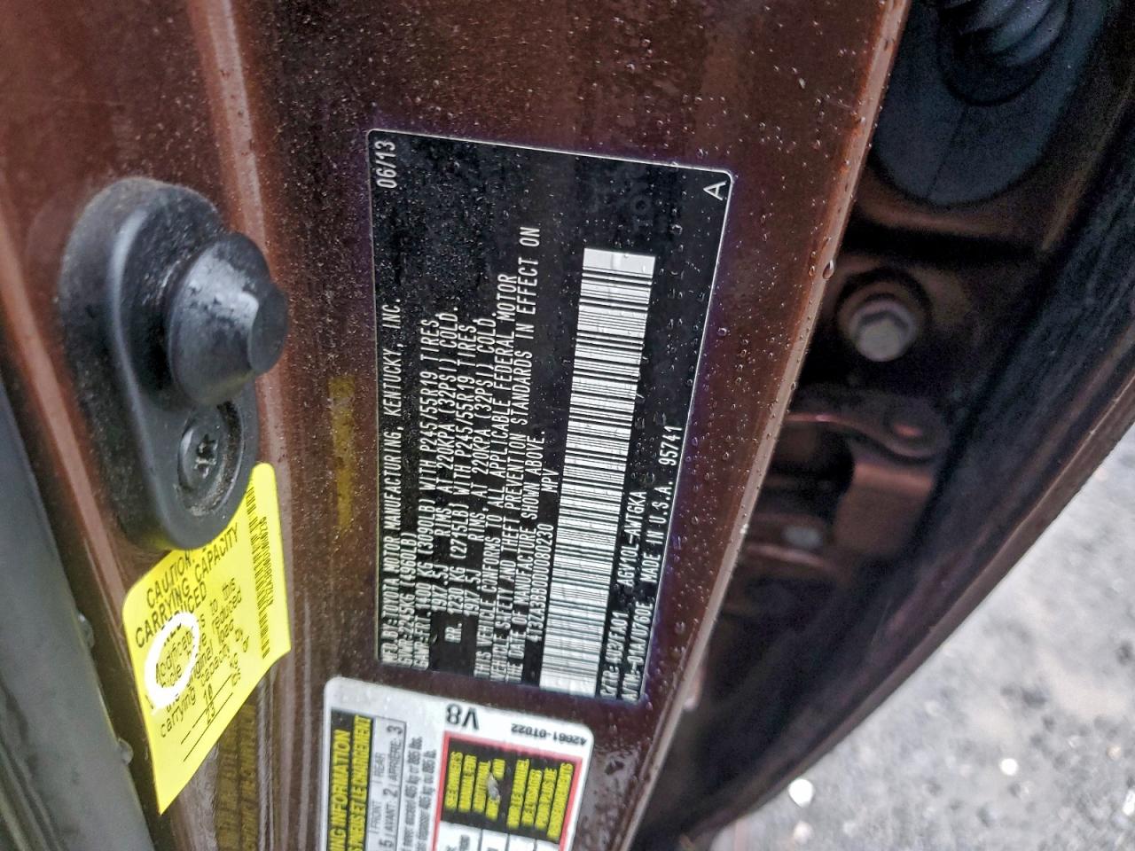 2013 Toyota Venza Le VIN: 4T3ZA3BB0DU080230 Lot: 94417905