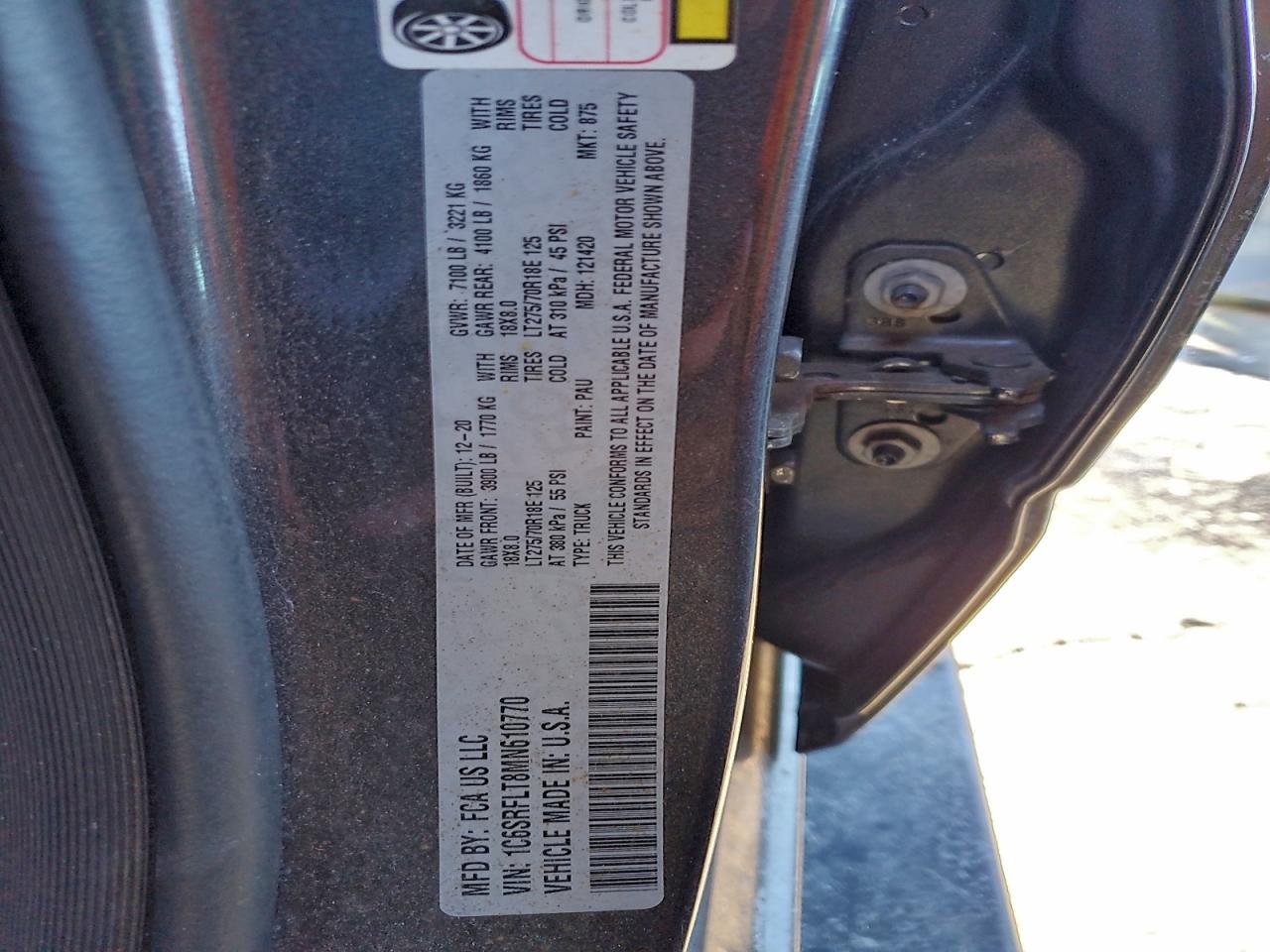 2021 Ram 1500 Rebel VIN: 1C6SRFLT8MN610770 Lot: 96282885