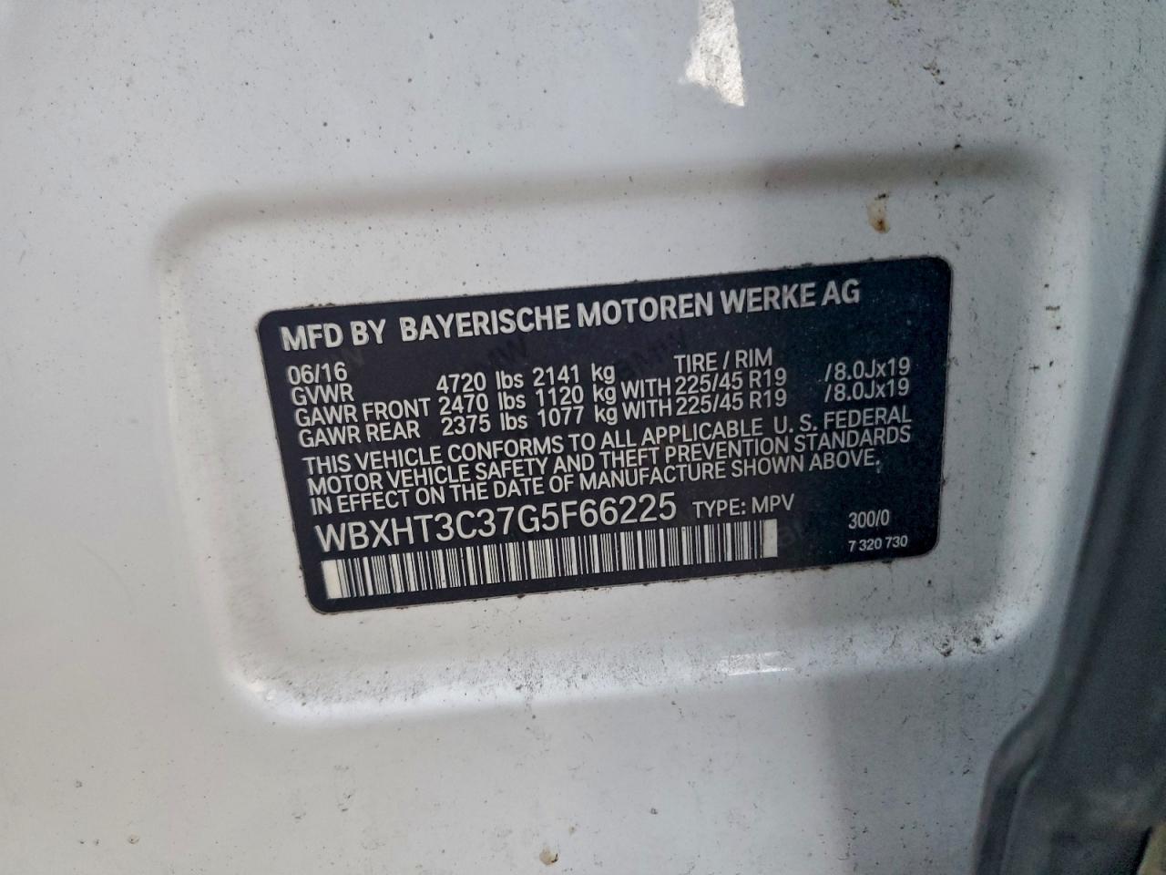 2016 BMW X1 xDrive28I VIN: WBXHT3C37G5F66225 Lot: 97507435