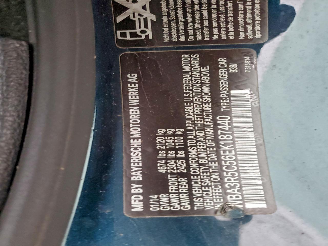 2014 BMW 435 Xi VIN: WBA3R5C56EK187440 Lot: 96536425