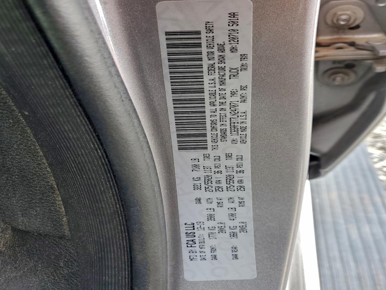 2020 Ram 1500 Big Horn/Lone Star VIN: 1C6SRFBT7LN247071 Lot: 95025015