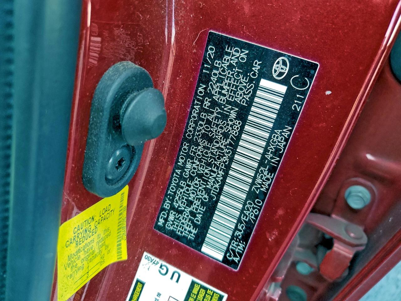 2021 Toyota Prius Prime Le VIN: JTDKAMFP3M3177888 Lot: 95202235