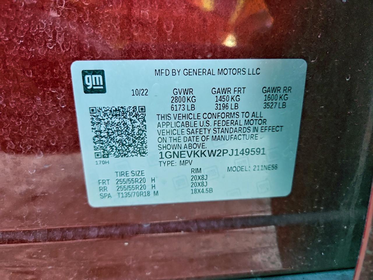 2023 Chevrolet Traverse Premier VIN: 1GNEVKKW2PJ149591 Lot: 96598455