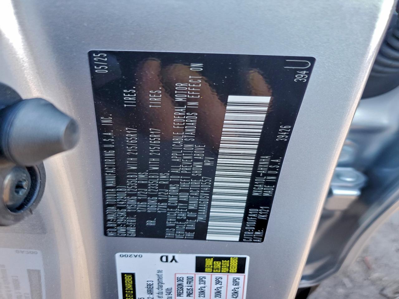 2025 Toyota Corolla Cross L VIN: 7MUAAAAG0SV140557 Lot: 93743175