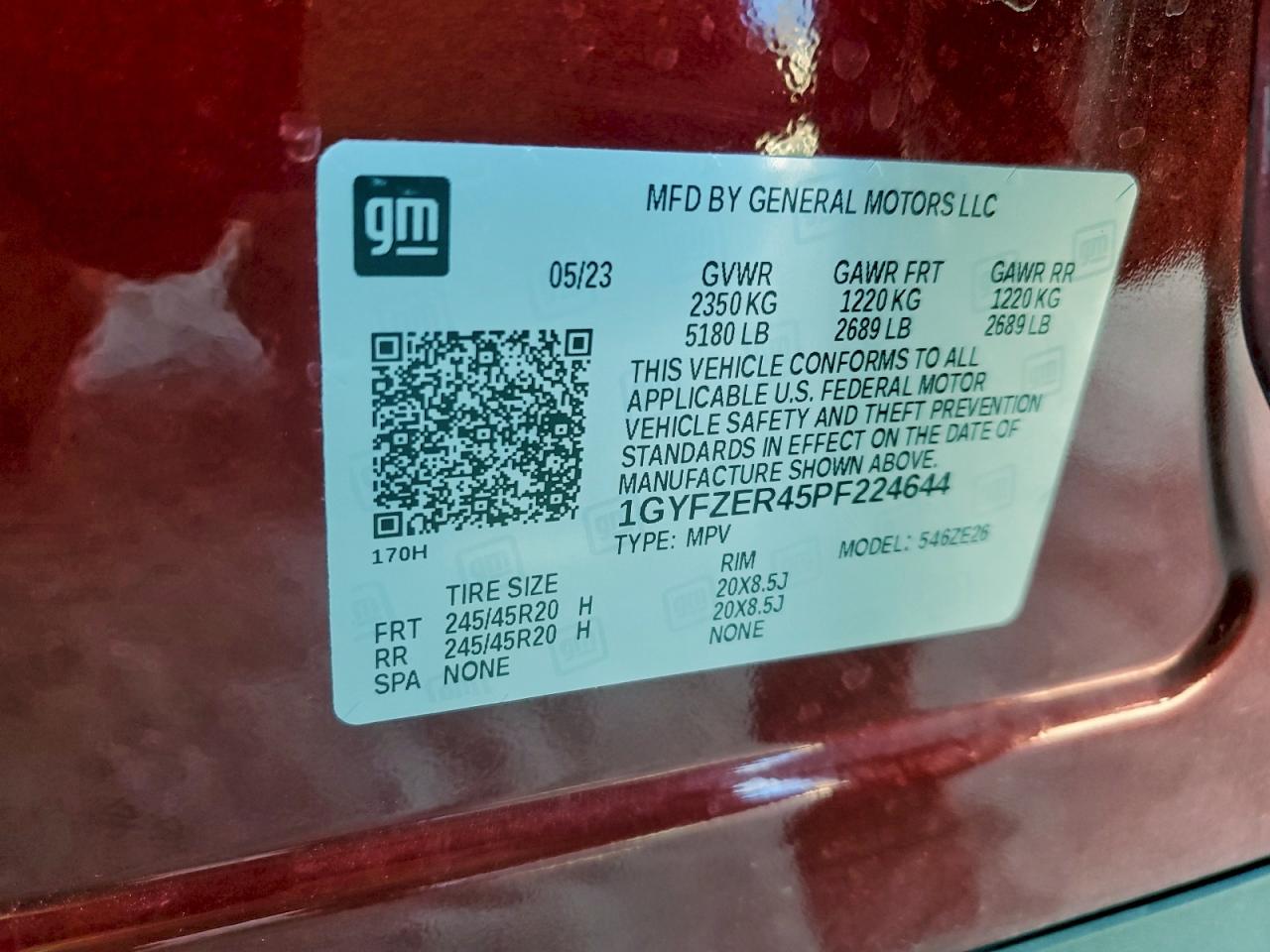 2023 Cadillac Xt4 Sport VIN: 1GYFZER45PF224644 Lot: 96579345