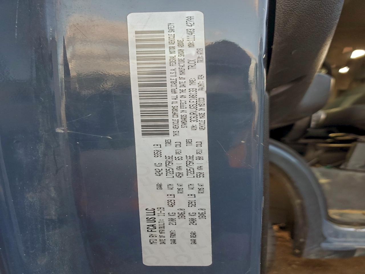 2020 Ram Promaster 3500 3500 High VIN: 3C6URVJG5LE108133 Lot: 96390655