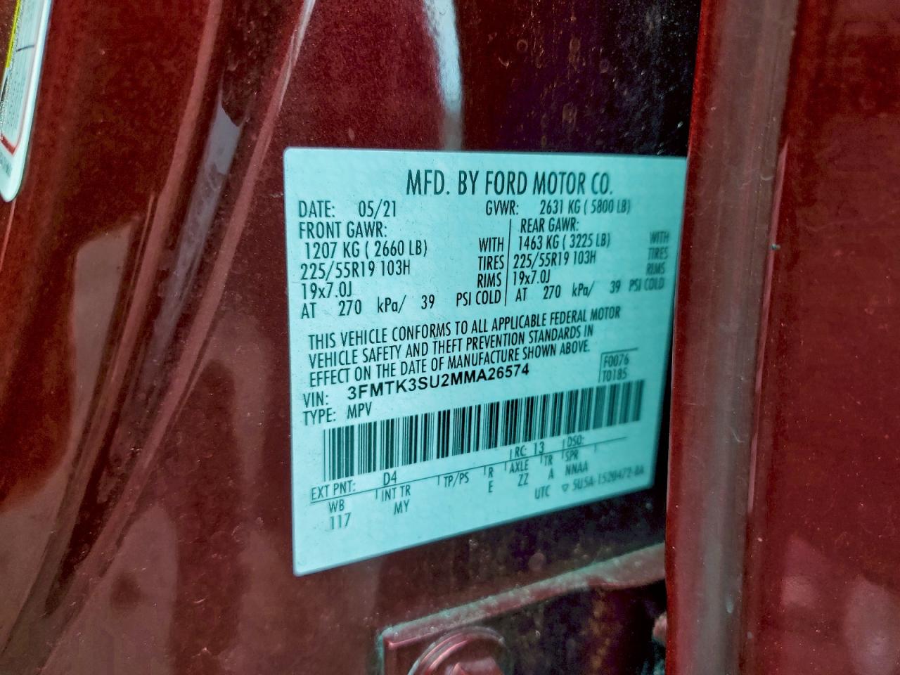 2021 Ford Mustang Mach-E Premium VIN: 3FMTK3SU2MMA26574 Lot: 97419355