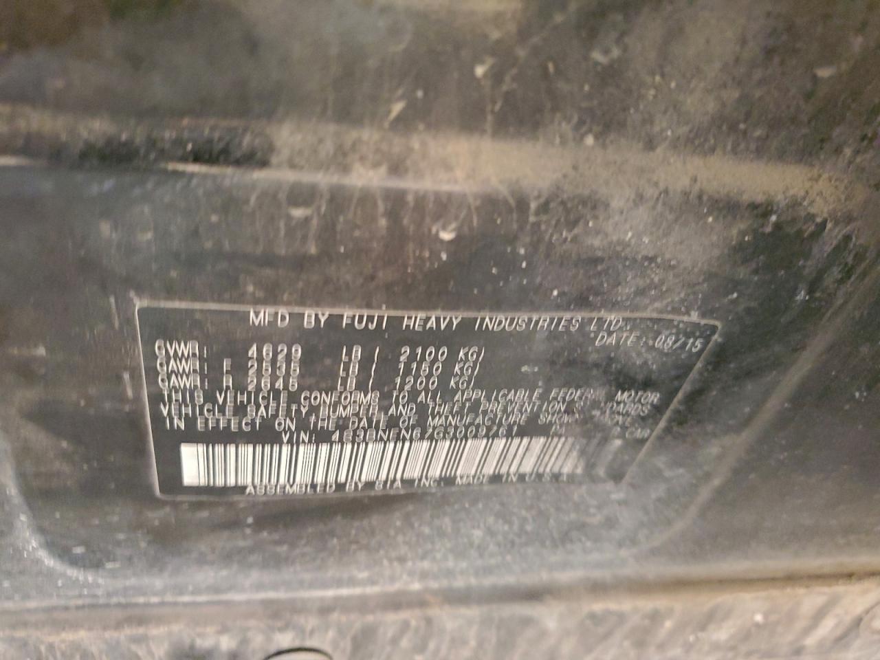 2016 Subaru Legacy 3.6R Limited VIN: 4S3BNEN67G3009761 Lot: 96610085