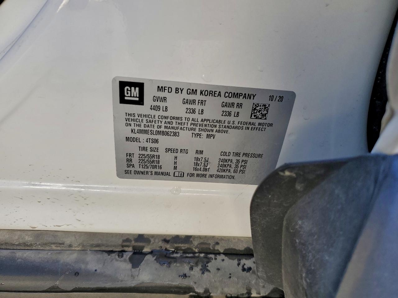 2021 Buick Encore Gx Select VIN: KL4MMESL0MB062383 Lot: 94579905