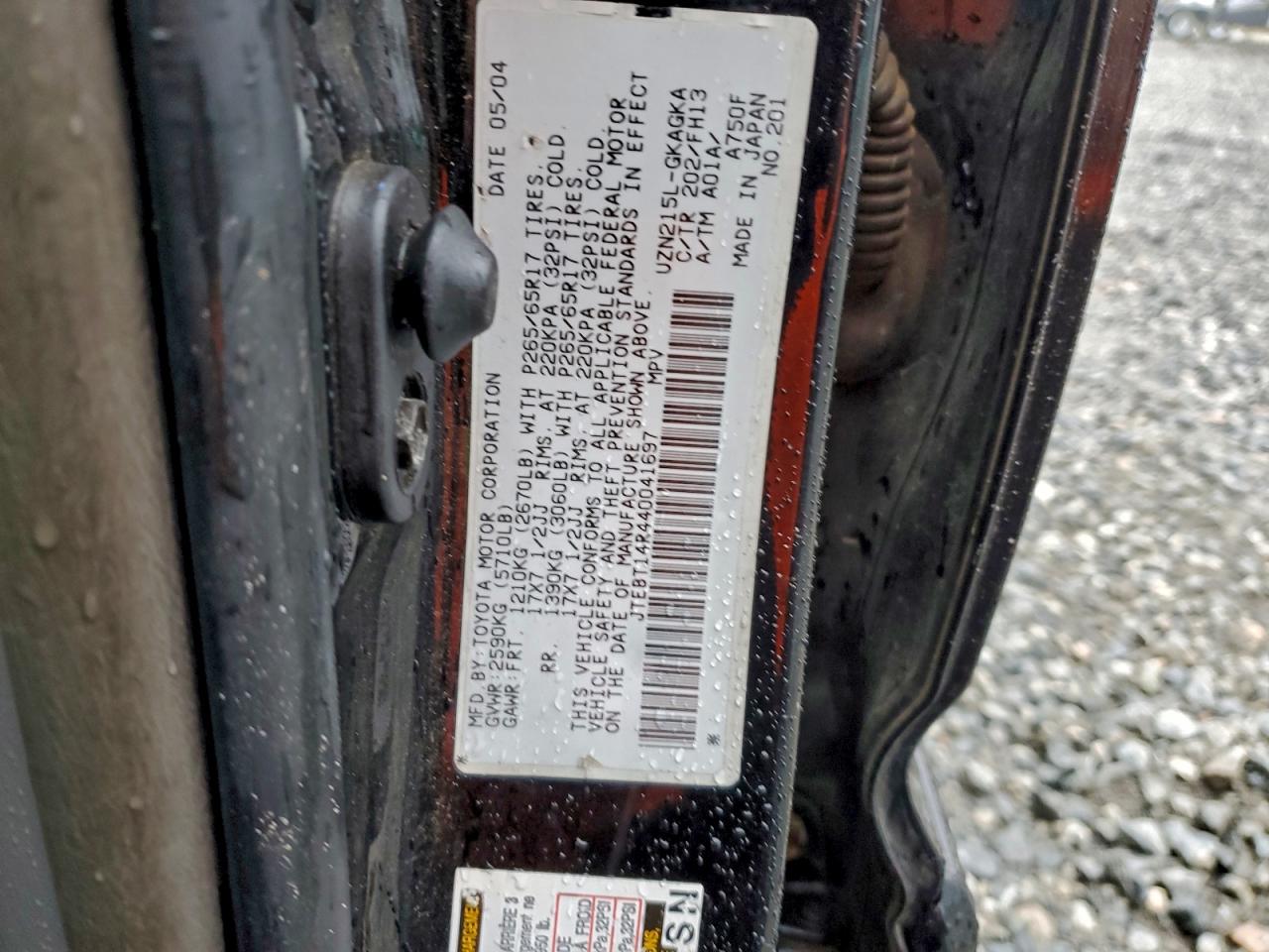 2004 Toyota 4Runner Sr5 VIN: JTEBT14R440041697 Lot: 95729985