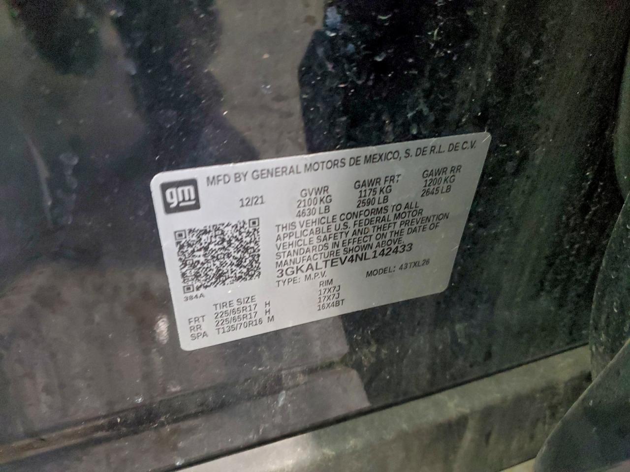 2022 GMC Terrain Sle VIN: 3GKALTEV4NL142433 Lot: 95407365