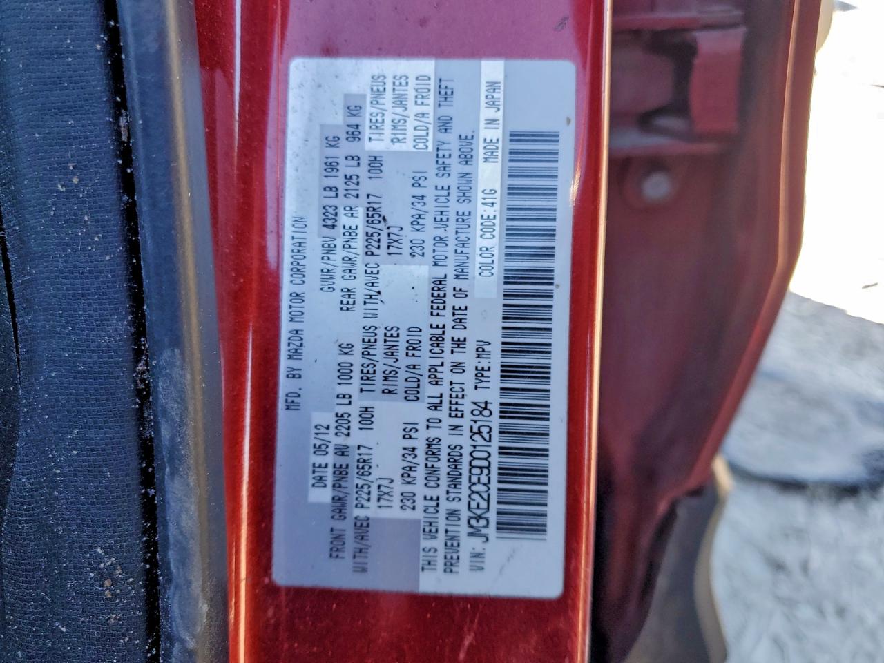 2013 Mazda Cx-5 Touring VIN: JM3KE2CE9D0125184 Lot: 97147445