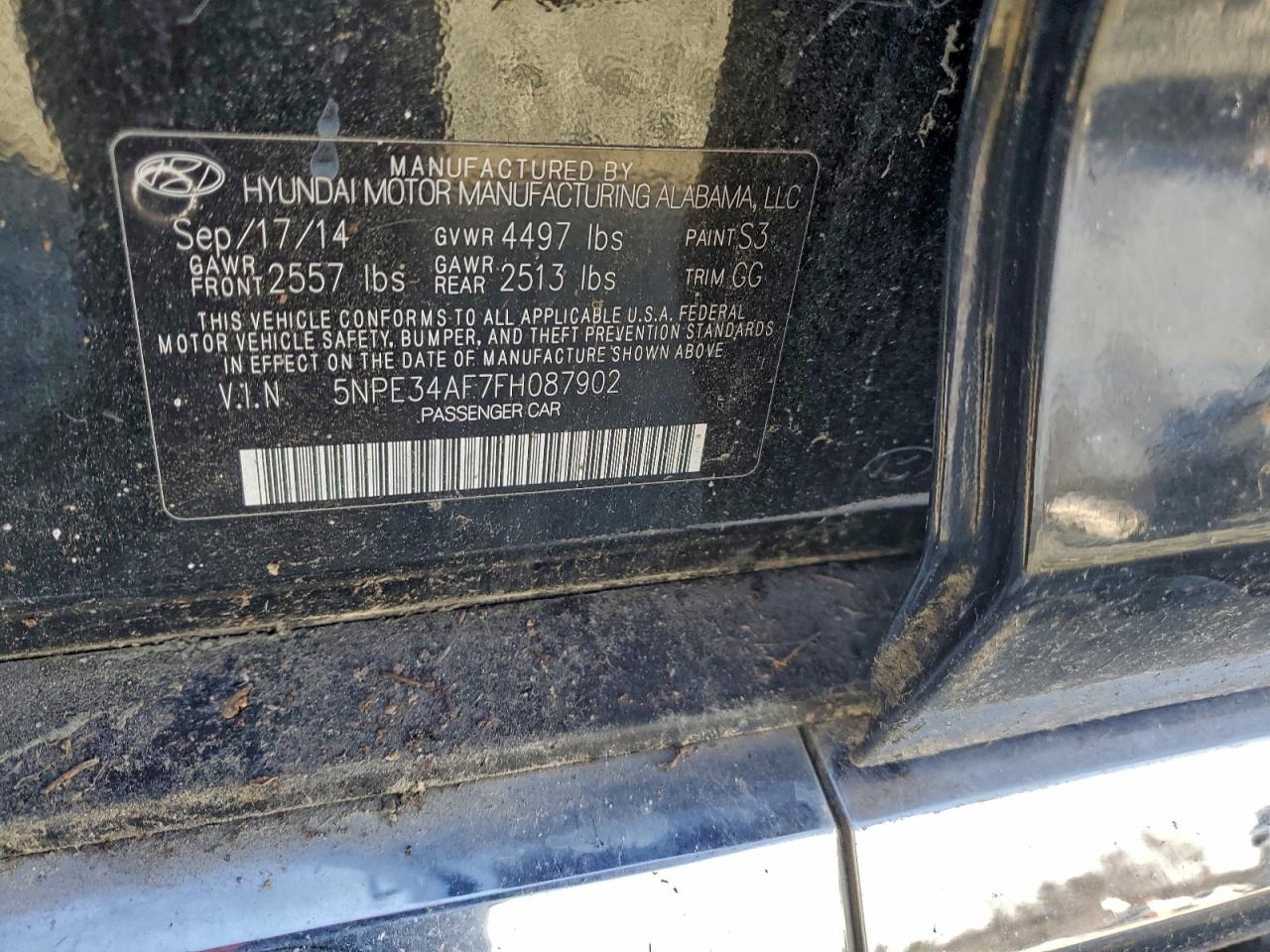 2015 Hyundai Sonata Sport VIN: 5NPE34AF7FH087902 Lot: 96556505