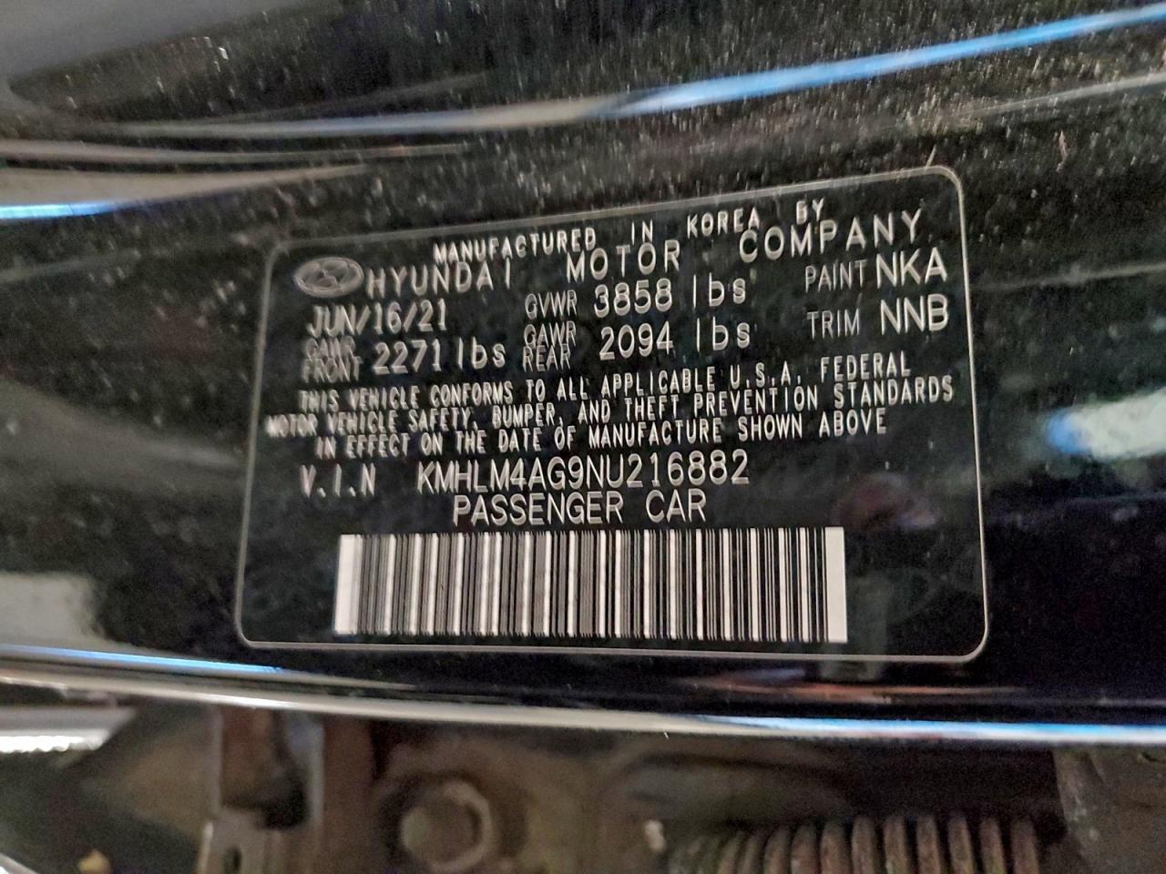 2022 Hyundai Elantra Sel VIN: KMHLM4AG9NU216882 Lot: 97426285