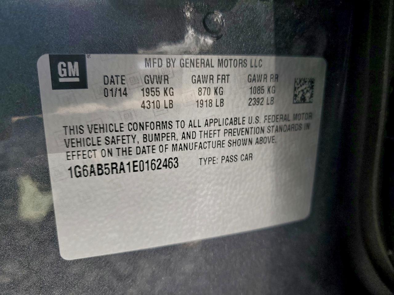 2014 Cadillac Ats Luxury VIN: 1G6AB5RA1E0162463 Lot: 96416545