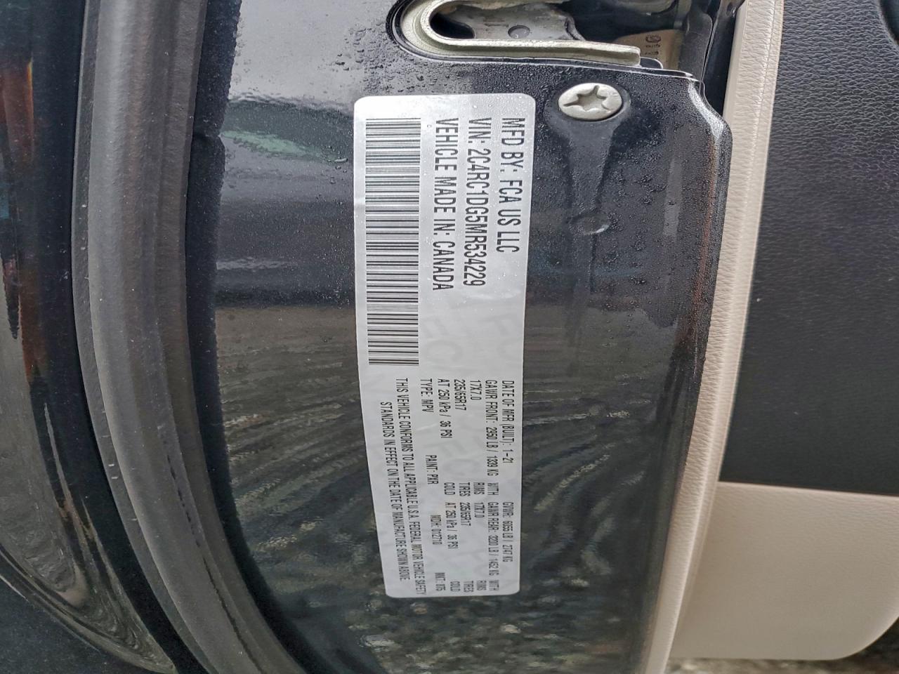 2021 Chrysler Voyager Lxi VIN: 2C4RC1DG5MR534229 Lot: 97031715