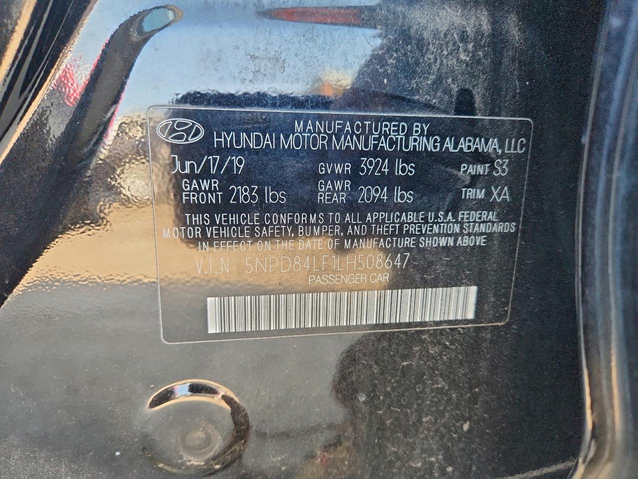 2020 Hyundai Elantra Sel VIN: 5NPD84LF1LH508647 Lot: 98198775