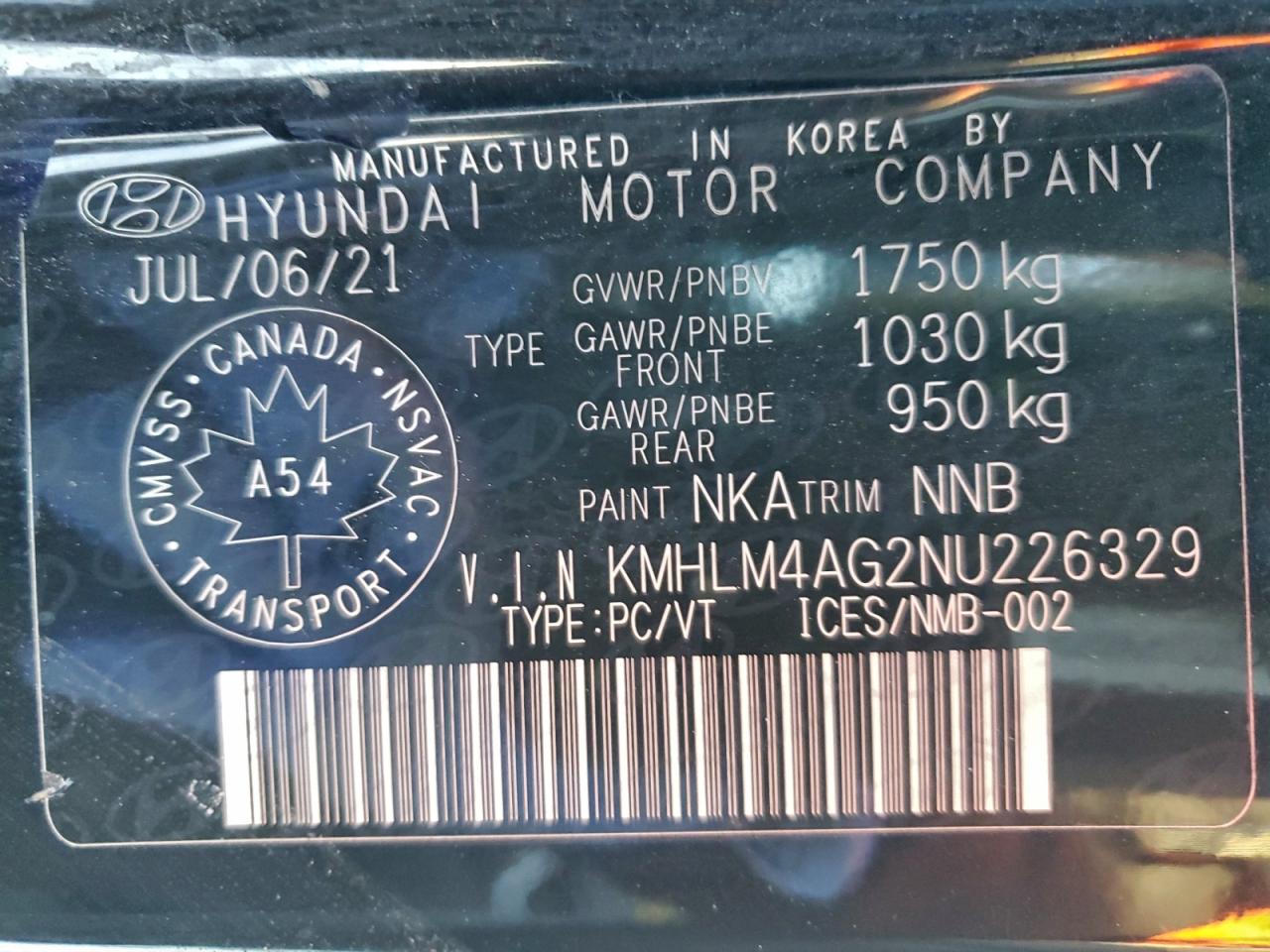 2022 Hyundai Elantra Sel VIN: KMHLM4AG2NU226329 Lot: 96618355