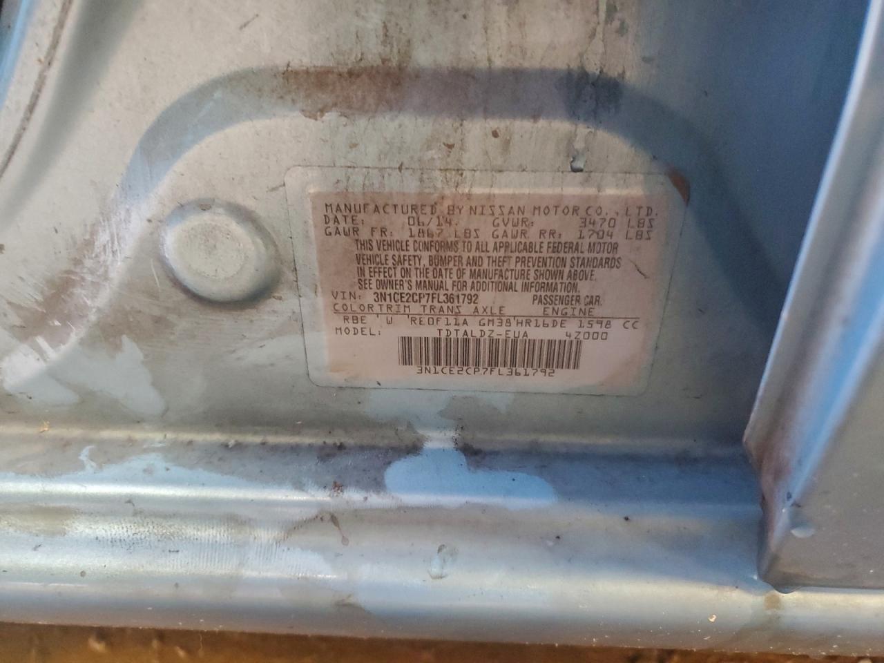 2015 Nissan Versa Note S VIN: 3N1CE2CP7FL361792 Lot: 94860295