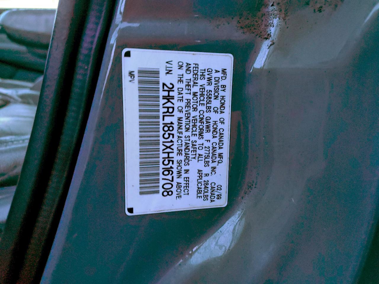 1999 Honda Odyssey Lx VIN: 2HKRL1851XH516708 Lot: 94859565