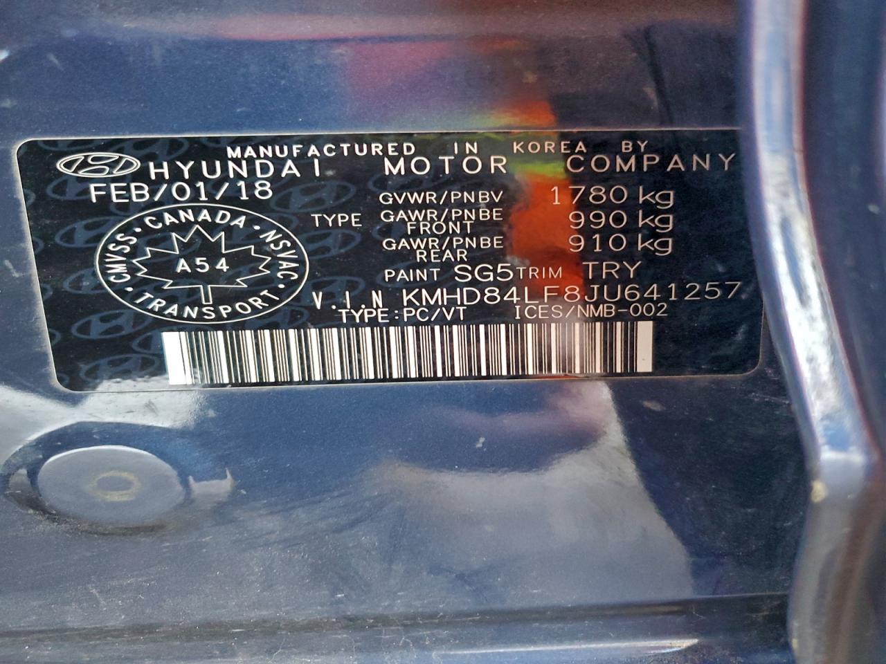 2018 Hyundai Elantra Sel VIN: KMHD84LF8JU641257 Lot: 92887515