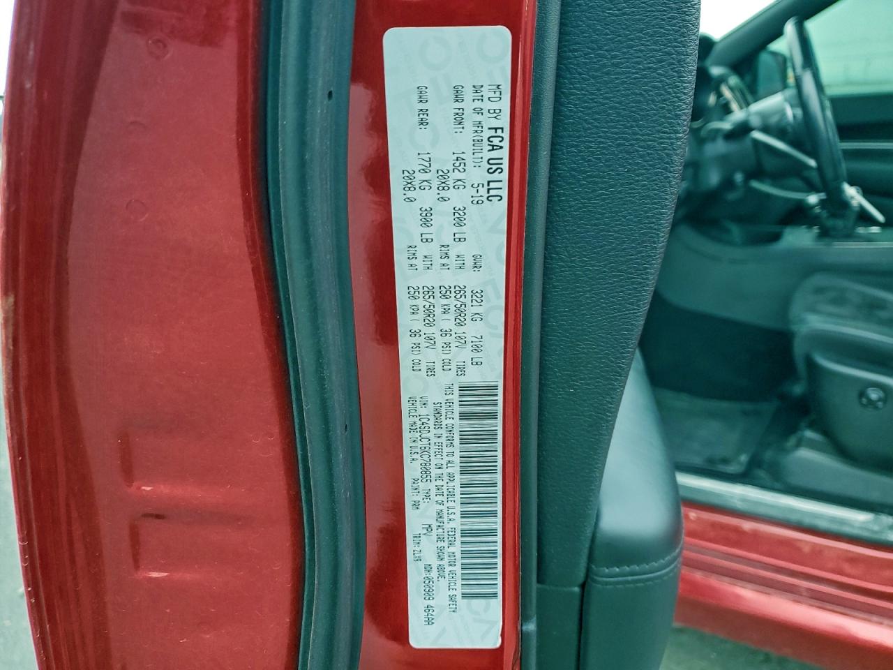 2019 Dodge Durango R/T VIN: 1C4SDJCT6KC780855 Lot: 94181665