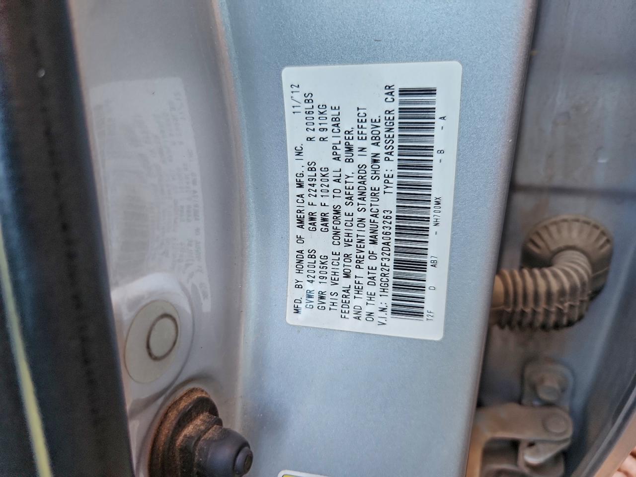 2013 Honda Accord Lx VIN: 1HGCR2F32DA063263 Lot: 94898995