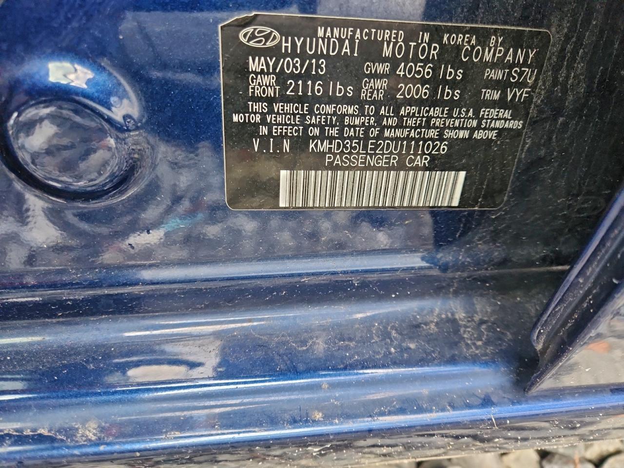 2013 Hyundai Elantra Gt VIN: KMHD35LE2DU111026 Lot: 97310075