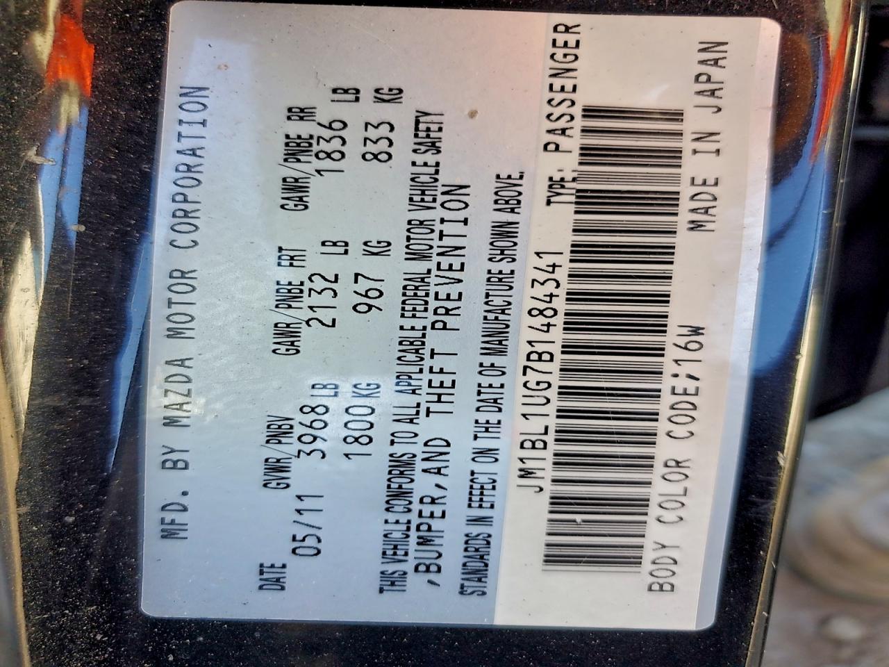 2011 Mazda 3 I VIN: JM1BL1UG7B1484341 Lot: 94666275