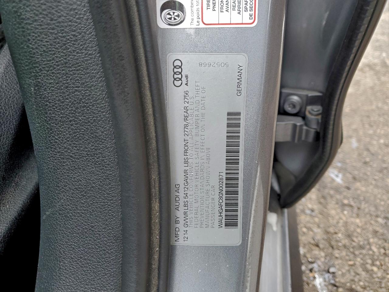 2016 Audi A6 Prestige VIN: WAUHGAFC8GN002871 Lot: 95158635