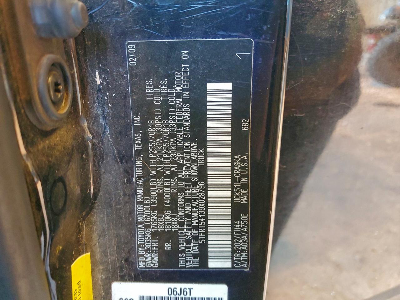 2009 Toyota Tundra Double Cab VIN: 5TFRT54139X028796 Lot: 95780525