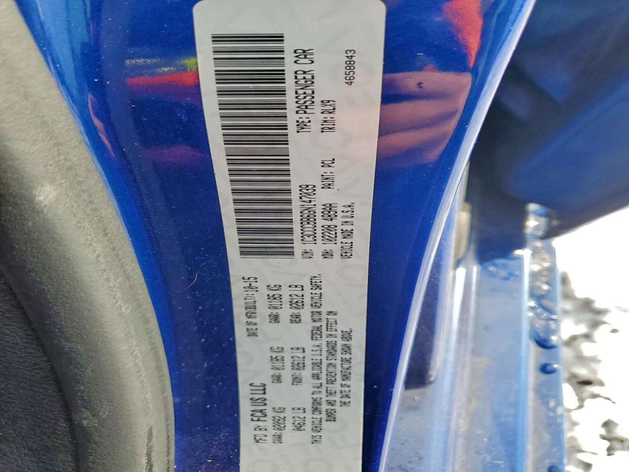 2016 Chrysler 200 S VIN: 1C3CCCBB6GN147039 Lot: 93438765