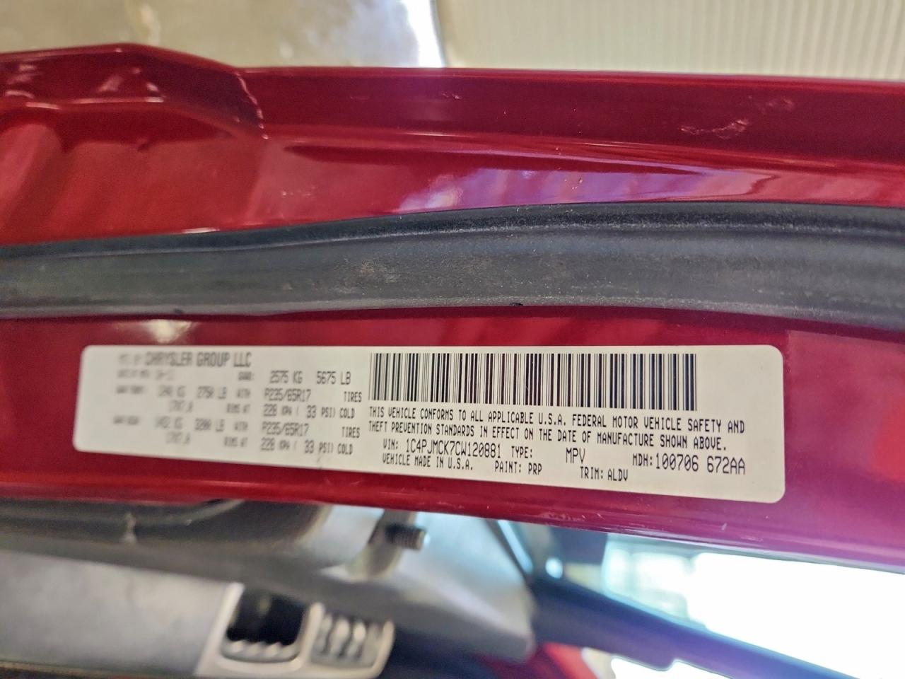 2012 Jeep Liberty Limited VIN: 1C4PJMCK7CW120881 Lot: 95716535