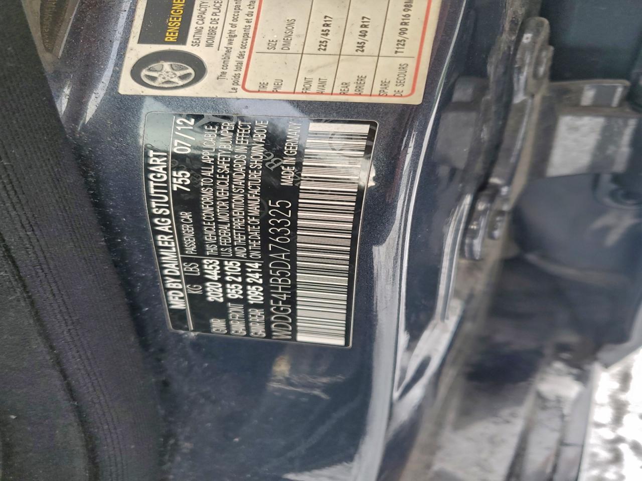 2013 Mercedes-Benz C 250 VIN: WDDGF4HB5DA763325 Lot: 95391215