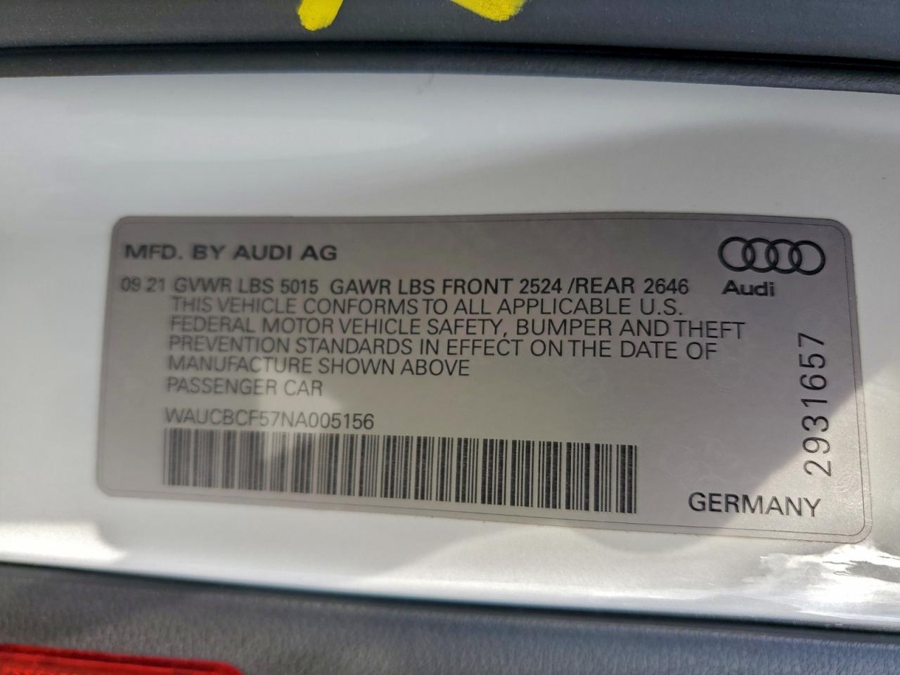 Фото: WAUCBCF57NA005156