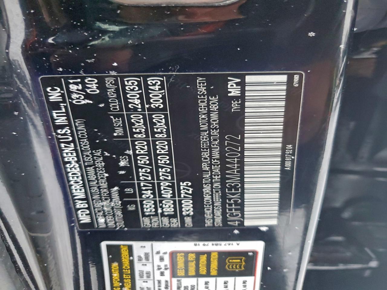 2021 Mercedes-Benz Gls 450 4Matic VIN: 4JGFF5KE3MA440272 Lot: 96973905