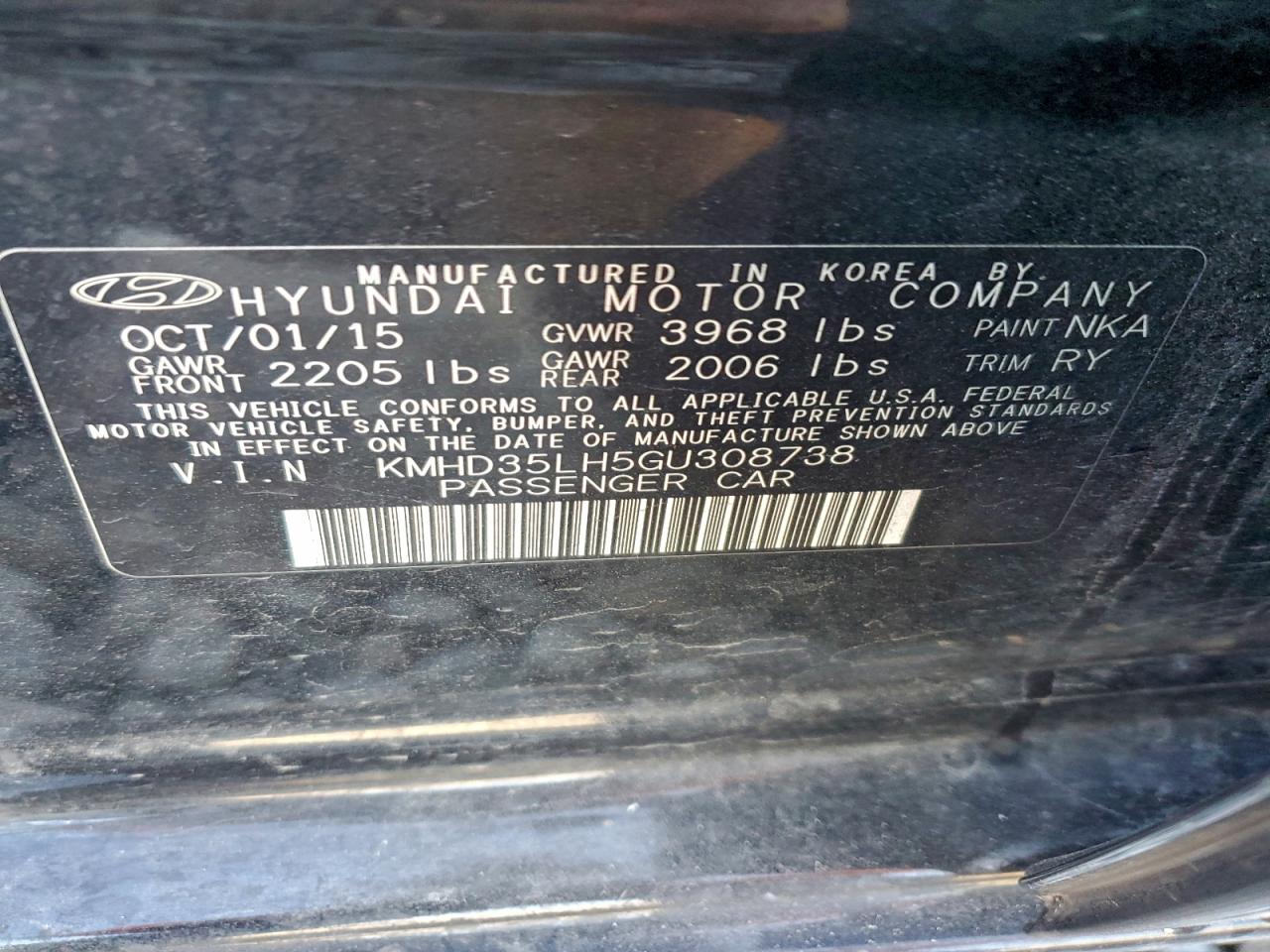 2016 Hyundai Elantra Gt VIN: KMHD35LH5GU308738 Lot: 95449535